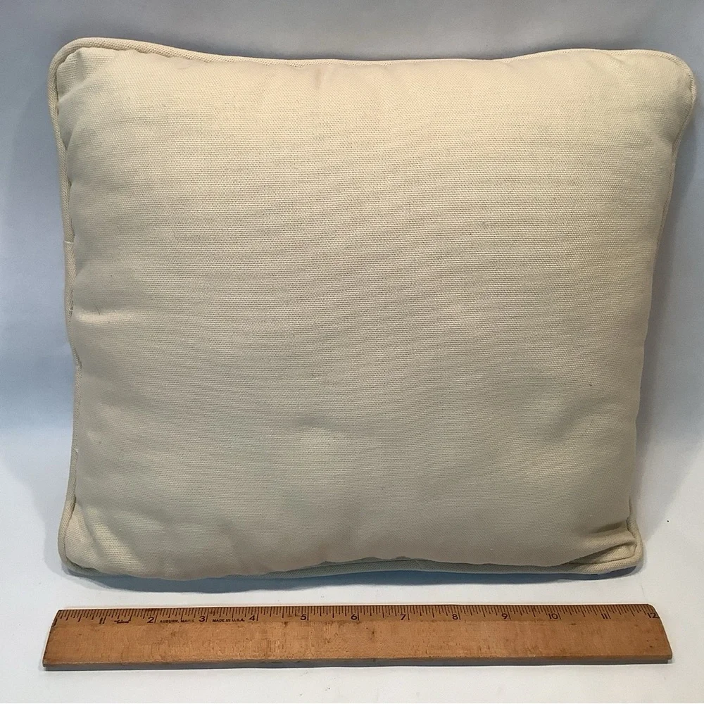 Cat Kitten Pillow Geometric Background Cross Stitch Teal Tan Peach 12